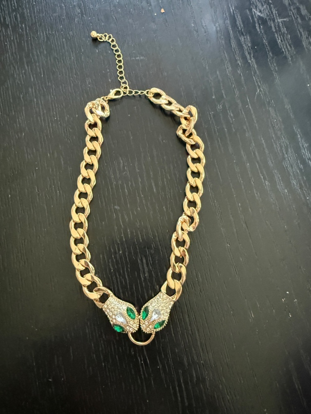 Designer inspired Gold Tone Serpent Head Chain Necklace